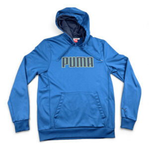 Puma Sweater Adult MEDIUM Blue Spell Out Stitched Logo Hoodie Sweatshirt Outdoor